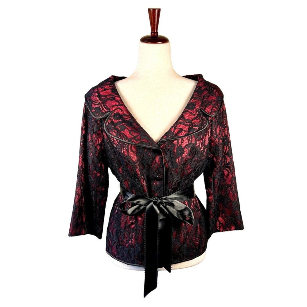Steampunk Jacket Size M Wine & Black Lace Whimsigoth Regency‎ Vampy Romantic